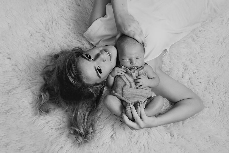 New mother and son photo in black and white taken at baby photoshoot Newry Northern Irelan