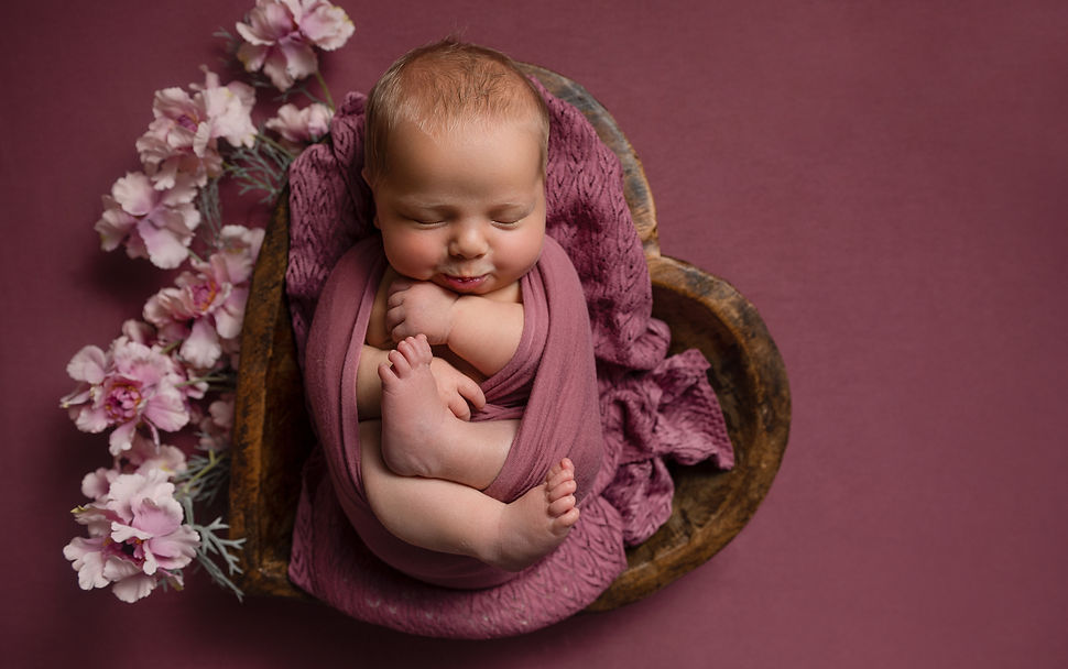 Newborn baby girl portrait photo in pretty pinks Dromore Newry Northenr Ireland